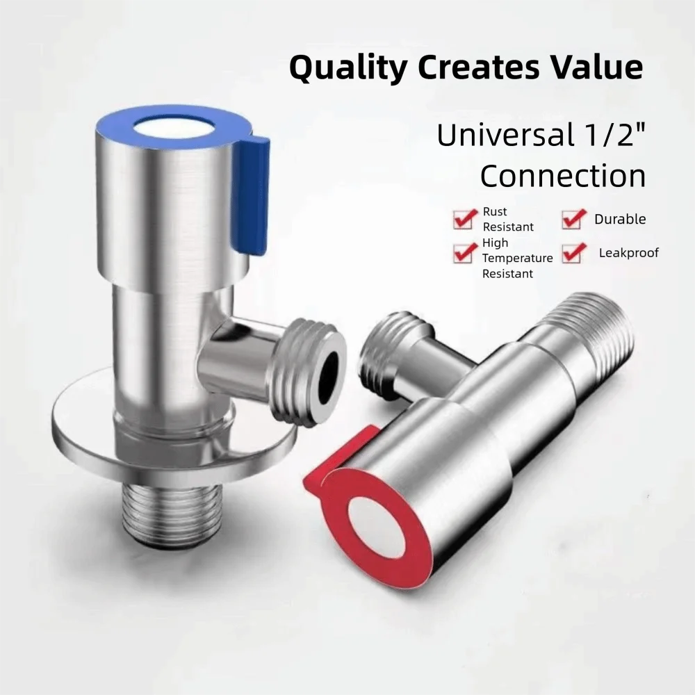 Stainless Steel Triangle Valve Corrosion Resistant Hot Cold Angle Valve Large Flow Drain Bathroom Accessories Filling Valves