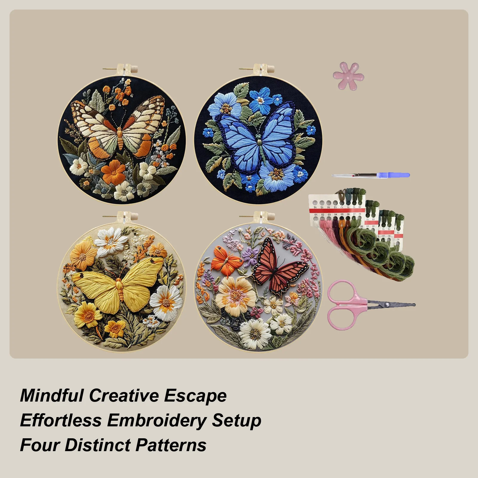 

Embroidery Kit Butterfly Creative Colorful Pattern Embroidery Kit For School Project Learning Entertainment Practice Learn Men