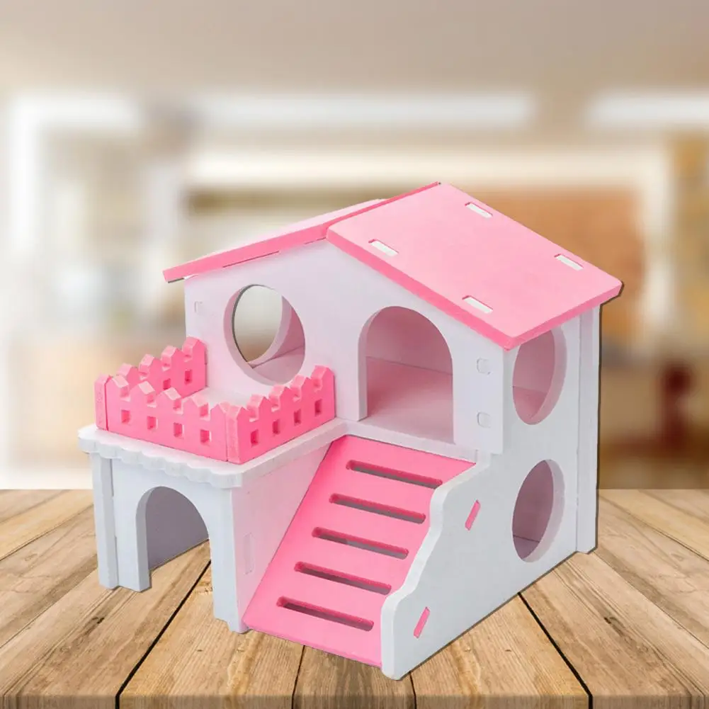 Hamster House Breathable Layers Wooden Small Pets Hideout Safe Double Leisure Guinea-pig Living Hut Small Animal Training Toy