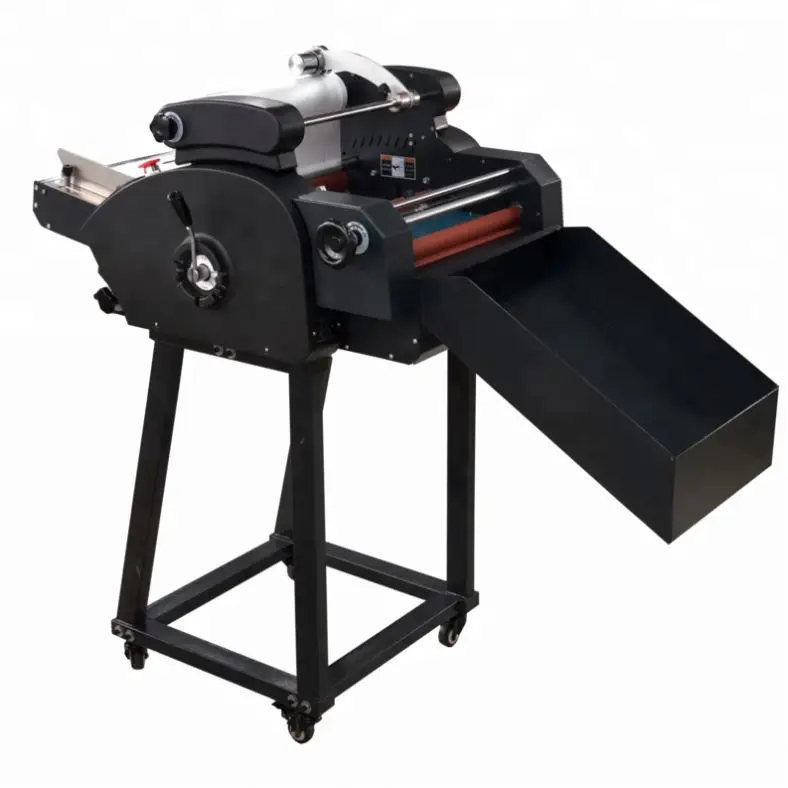 FM-380A Electric 340mm/13inch Hot Roll Lamination Machine Automatic Paper Feeder and Cutter New Condition Roll Laminator