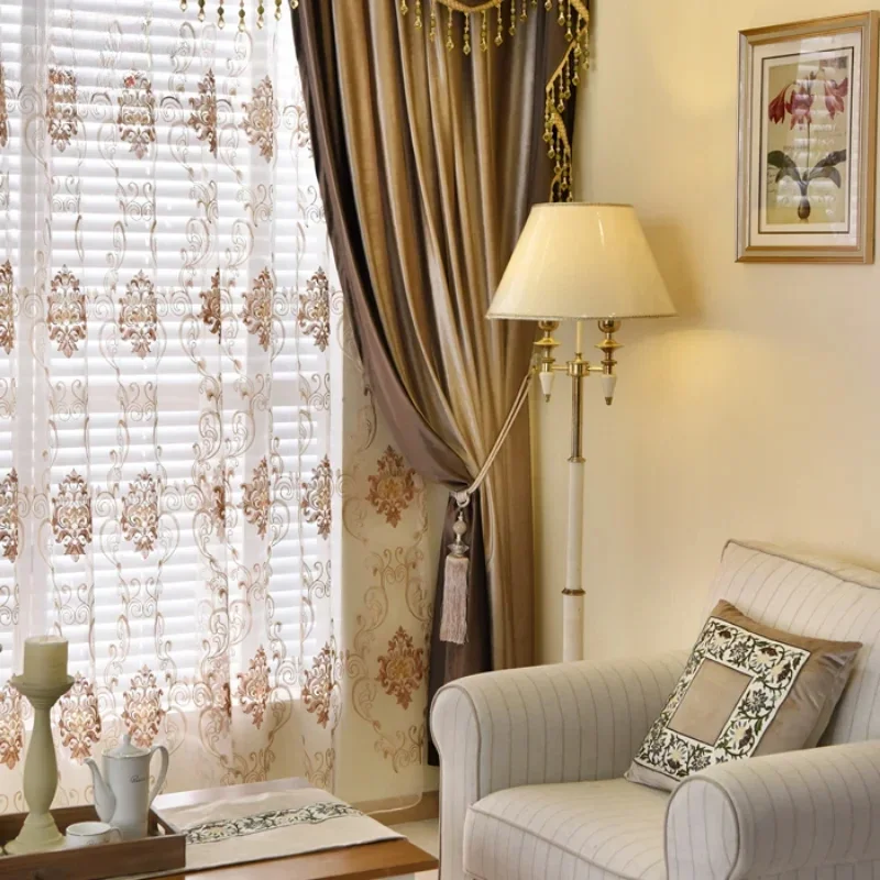 European Luxury Velvet Curtains For Living Room Blackout Bedroom Tulle Valance Thickening Pure Color Window Elegant Customize