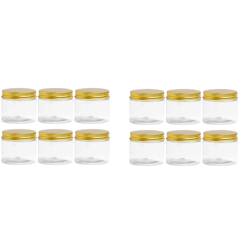 12Pcs Plastic Jar With Lid, Transparent Jar With Lid, Plastic Mason Jar, Cosmetic Storage Container, Slime Storage Jar