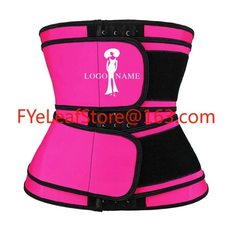 Maximum Compression Abdominal Control Double Belt Smooth Pink Latex Tight Waist Training Shaper, 9 Steel Bones