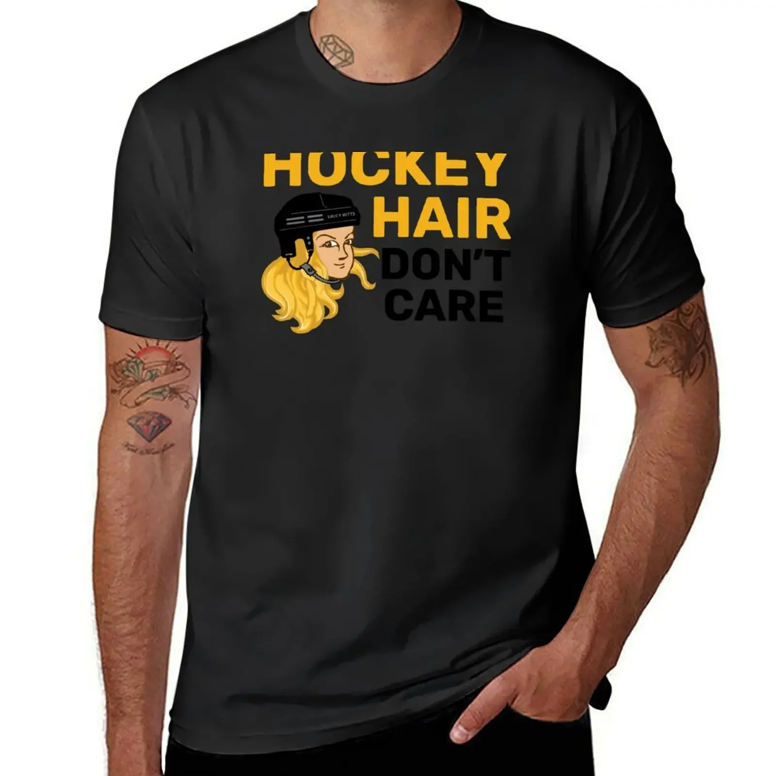 

Hockey Hair Don't Care Blonde T-Shirt graphic t shirt vintage summer top anime shirts men