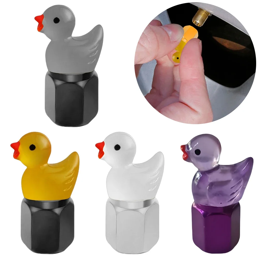 4 قطعة لطيف بطة توهج في الظلام الإطارات صمام قبعات الزخرفية الإطارات صمام قبعات الإطارات صمام الهواء قبعات للسيارات الدراجات النارية والدراجات #3