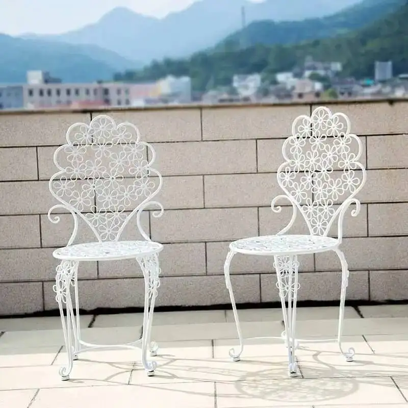 مجموعة طاولة وكرسي حديقة مستديرة في الهواء الطلق، مجموعة أثاث فناء الشرفة، طاولة شرفة فاخرة حديثة وكرسي ثلاث قطع للفناء #1