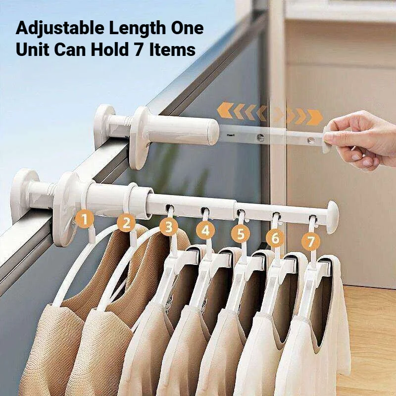 Retractable Clothes Drying Rack Folding Balcony Drying Pole No Drilling Snap On Design Ideal For Travel Business Trips