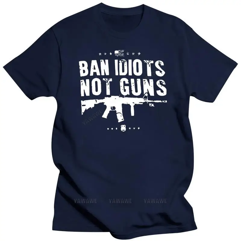 Fashion mens t-shirts casual top Men T Shirt  Ban Idiots Not Guns  Women t-shirt summer unisex short sleeve 