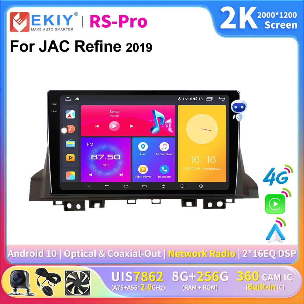 

EKIY 2K Screen CarPlay Car Radio For JAC Refine S4 2019 Android Car Multimedia GPS Player Autoradio Navigation Stereo Ai voice