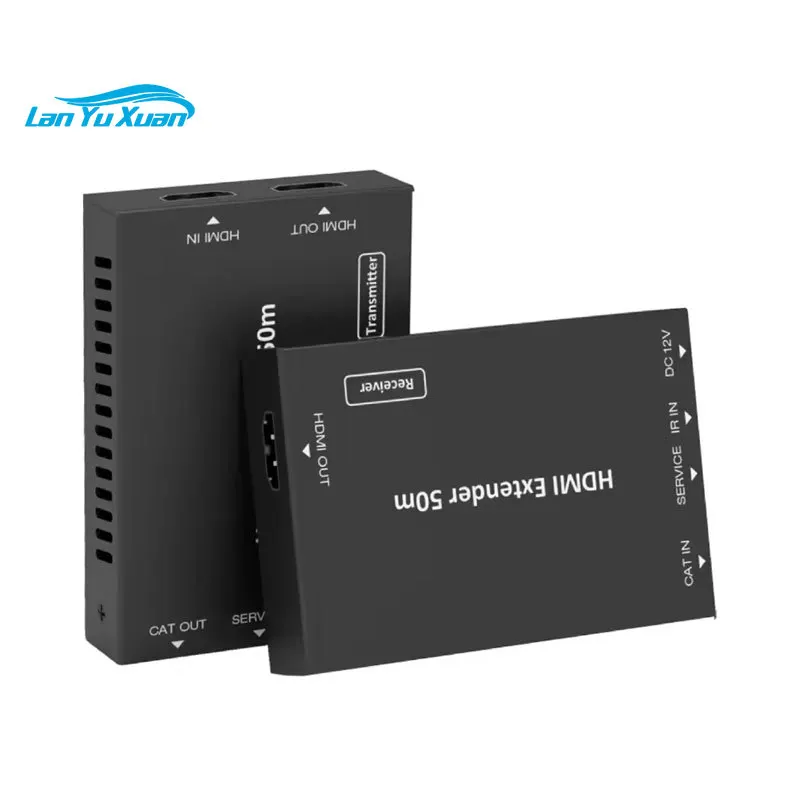 Pinwei 50m 4K60hz 4:4:4  HDMI Extender POC EDID Over Ethernet Extender Cat6 with IR Control Video Bandwidth up to 18Gbps