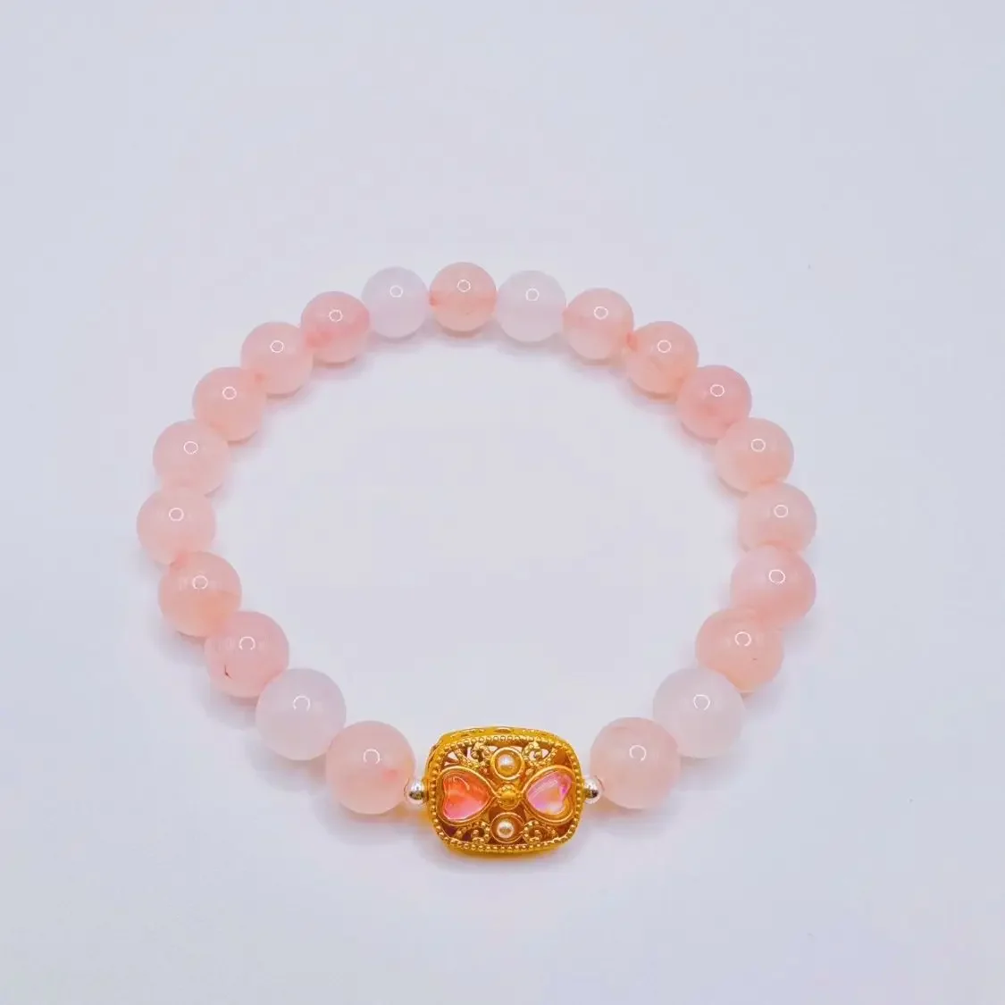 الطبيعية الوردي رومانسية العقيق سوار الأميرة Kawaii فتاة قطع ولد سيدة HandString بيرليسسينت زهر الكرز ضوء اللون الهدايا