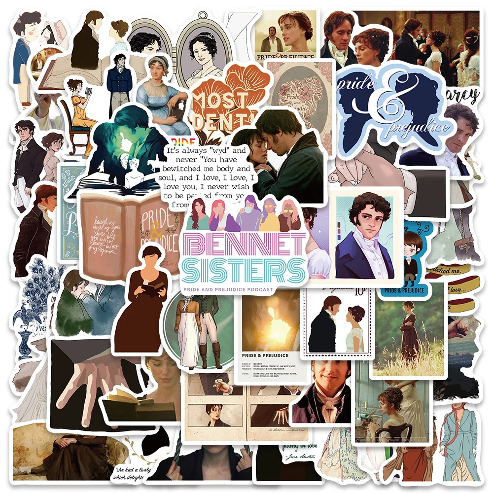 50pcs Hot TV Show Pride and Prejudice Stickers Cartoon Graffiti Decals For Laptop Luggage Skateboard Scrapbook Fridge Sticker