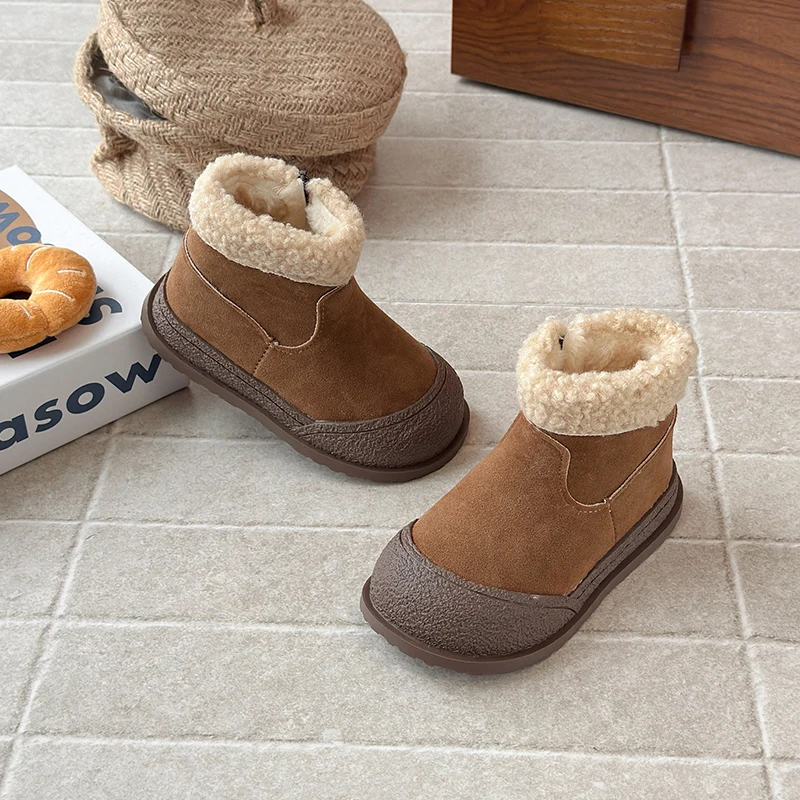 أطفال أحذية الثلوج 2025 شتاء جديد لينة وحيد القطن التمهيد الفتيات الأحذية الدافئة سميكة أحذية قطنية كل مباراة أحذية رياضية حذاء من الجلد لصبي