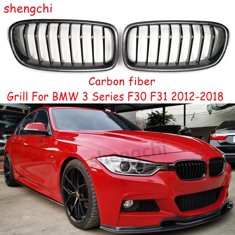 

F30 Real Carbon Fiber Front Bumper Grill For BMW 3 Series F30 F31 316i 318i 320i 328i 330i 335i 340i Racing Grille 2012-2018