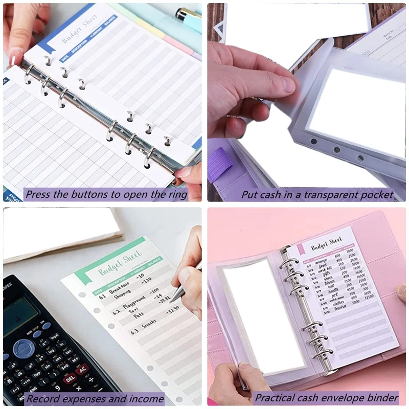 Budget Binder Kit,Waterproof Cash Budget Envelopes With Zipper, Loose-Leaf Paper,Label Stickers, For Saving Money