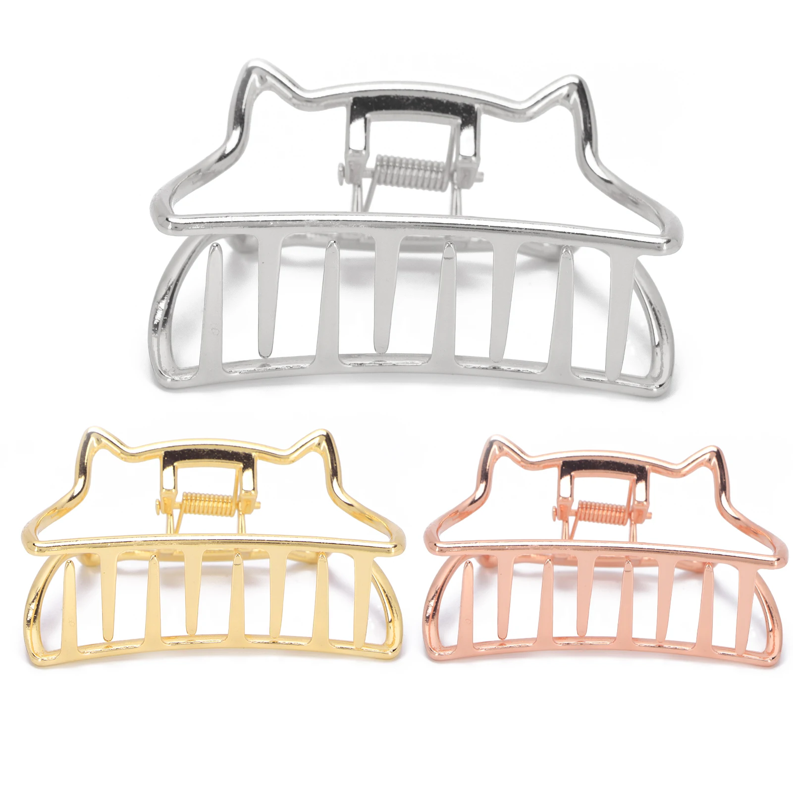 مشبك شعر مقاطع معدنية على شكل قطة عقد غير قابل للانزلاق على شكل قطة مشابك فكية حامل شعر للارتداء اليومي والحفلات وأعياد الميلاد #2