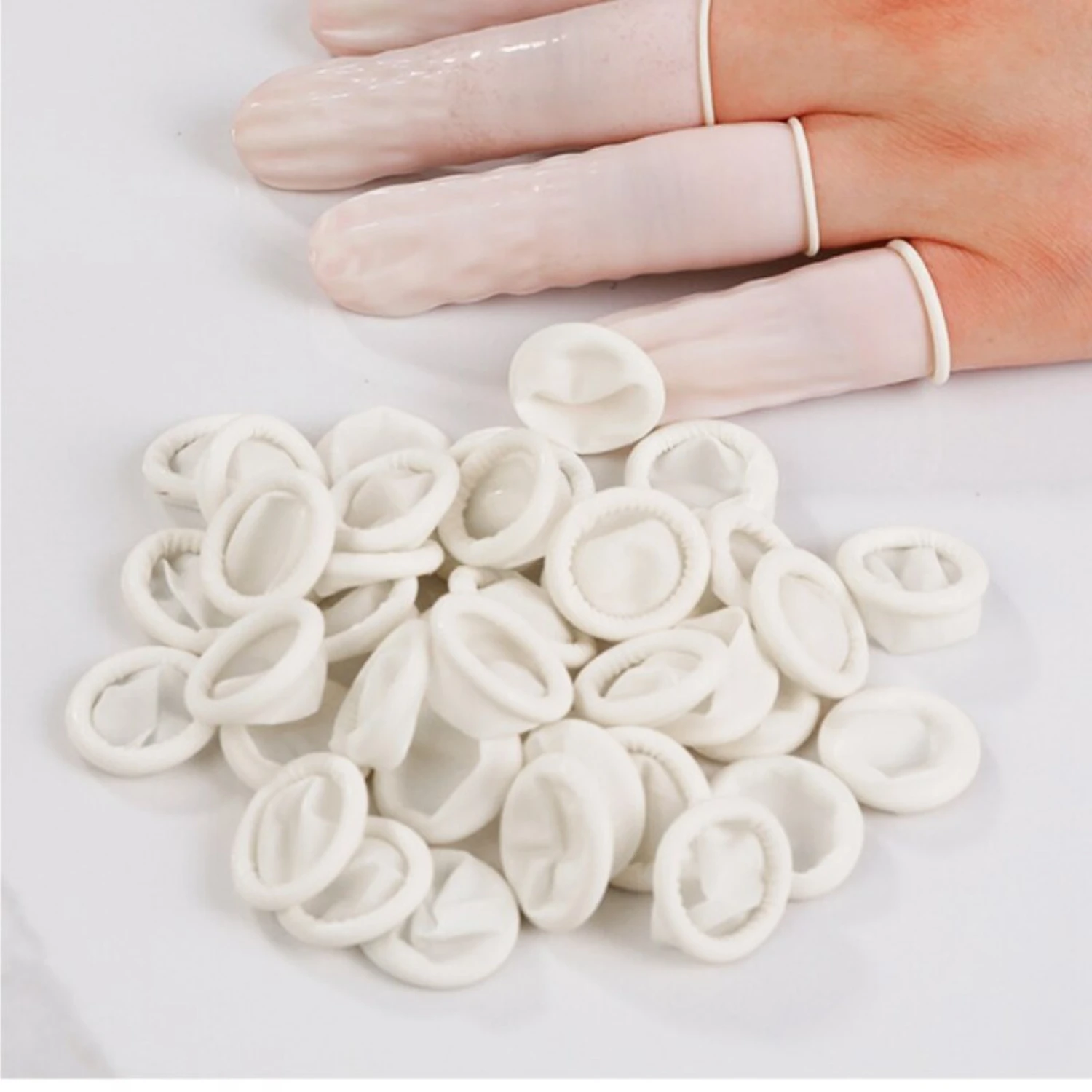 Enhanced Protection Hygienic Clean White Disposable Latex Finger Covers - Anti-Static Embroidered Feature for Premium Safety - P