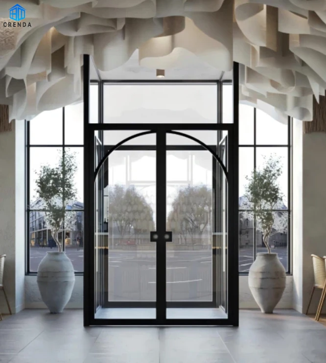 Front DoorFactory Entrance Modern Single Double Steel French Swing Hinge Door With Tempered Glazed LowE For Exterior Villa