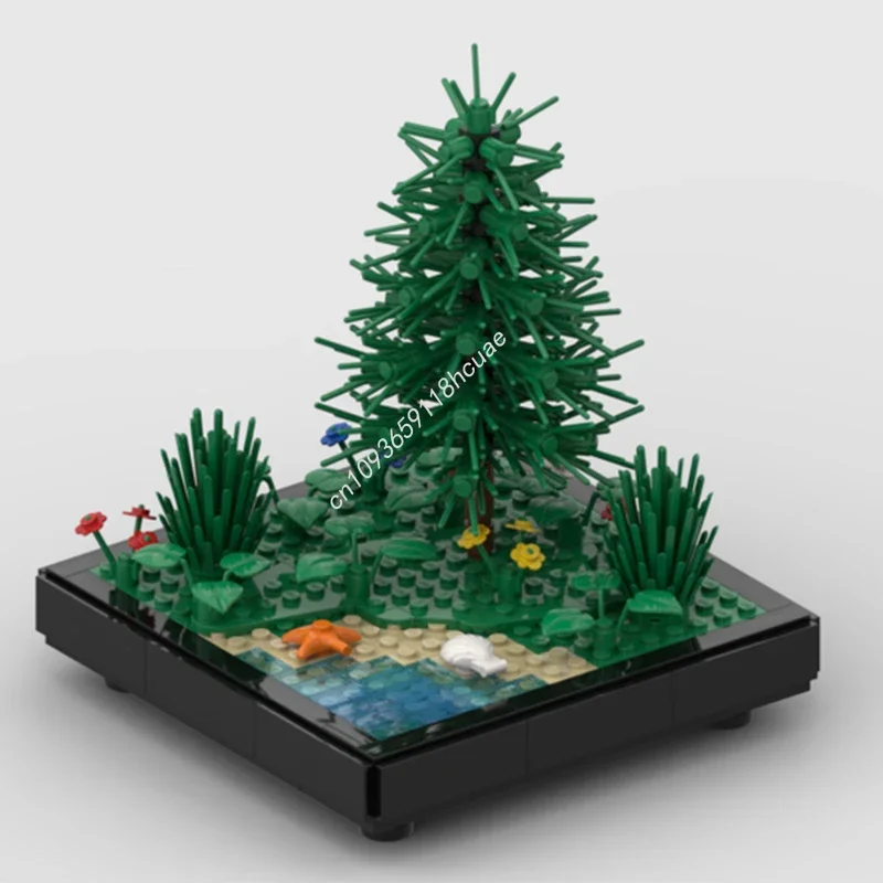 348-teiliges MOC-Set Kleine Landschafts-Bausteine Weihnachts-Stressabbau-Set für Erwachsene Kreatives Konstruktionsmodell Geburtstagsgeschenk