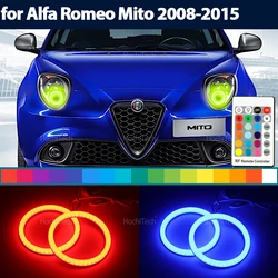 Remote Control Angel Eyes LED Cotton RGB 16-Color Headlight Ring Kit for Alfa Romeo Mito 2008 2009 2010 2012 2013 2014 2015