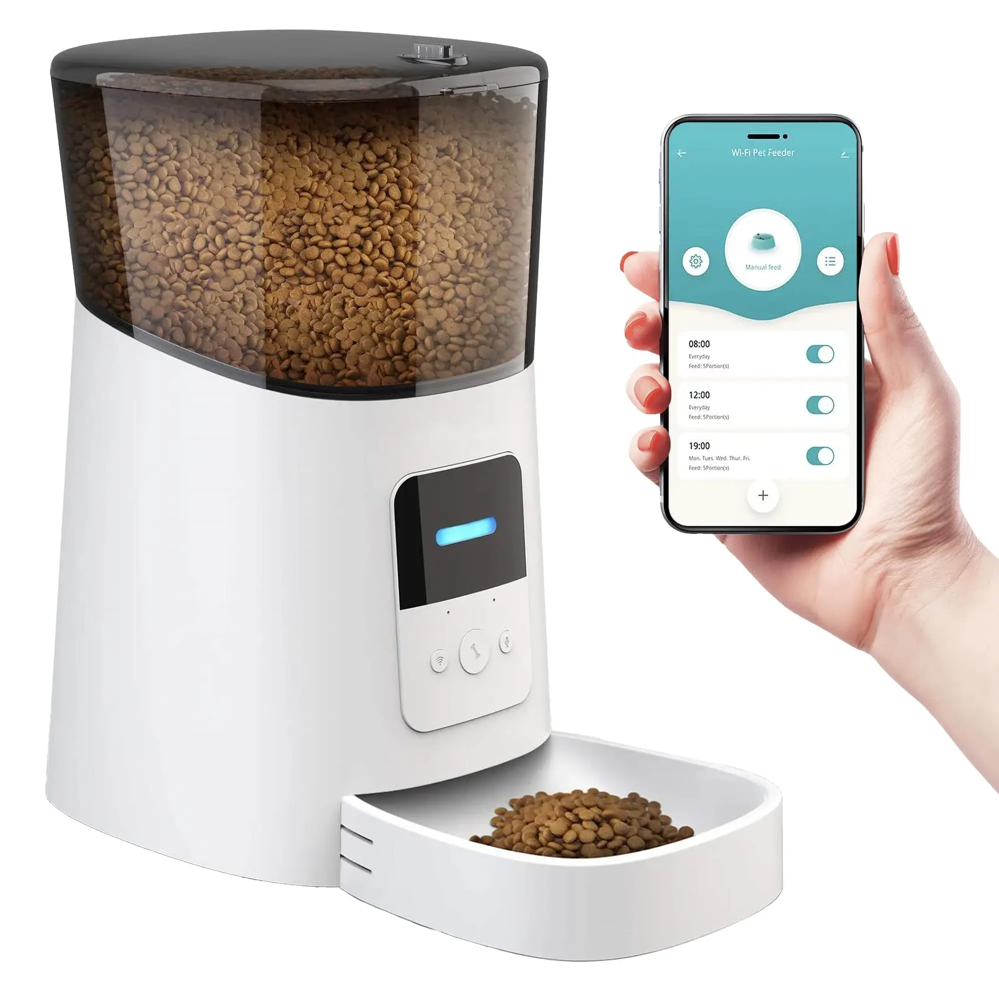 [BEST SELLING!] Automatic Cat Feeders with App. 6L Capacity Automatic Cat Food Dispenser with Programmable Timer, Voice Recorder