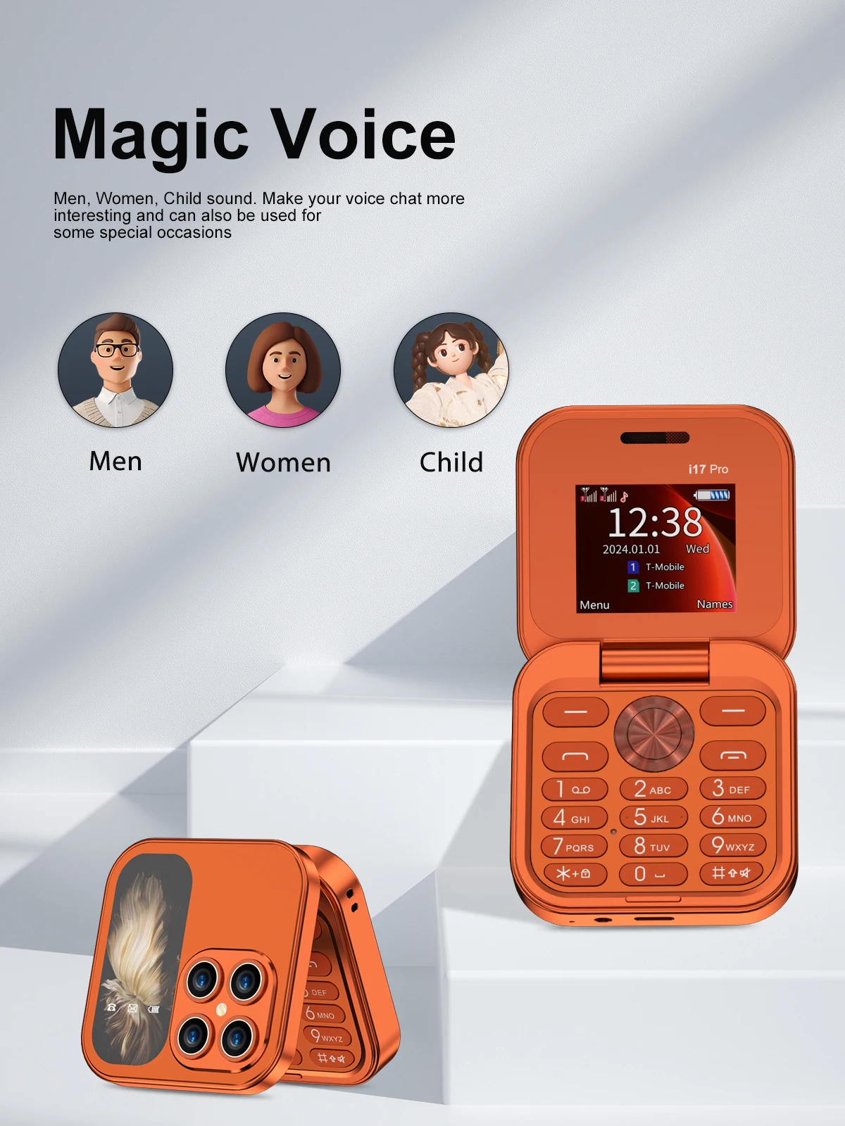 2026 NEW SERVO I17 Pro Mini Flip Mobile Phone 2 SIM Speed Dial Magic Voice Blacklist FM Radio 2G GSM Small Foldable Cellphones