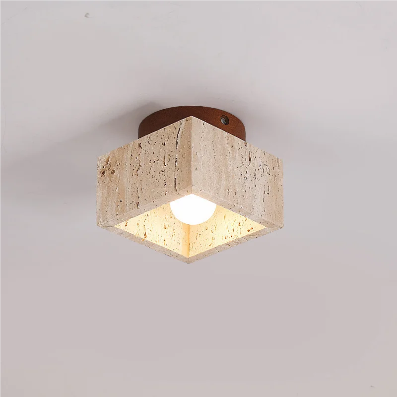 

Wabi-Sabi Yellow Cave Stone E27 Ceiling Light Indoor Living Room Bedroom Corridor Staircase Parlor Dining Lighting Fixtures