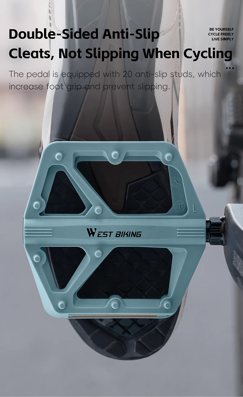 WEST BIKING Nylon Fahrradpedale mit DU-Lager, ultraleichte, reflektierende Fahrradpedale für BMX, MTB, Rennrad, flache Plattform, Fahrradteile, farbenfroh – Detail 9