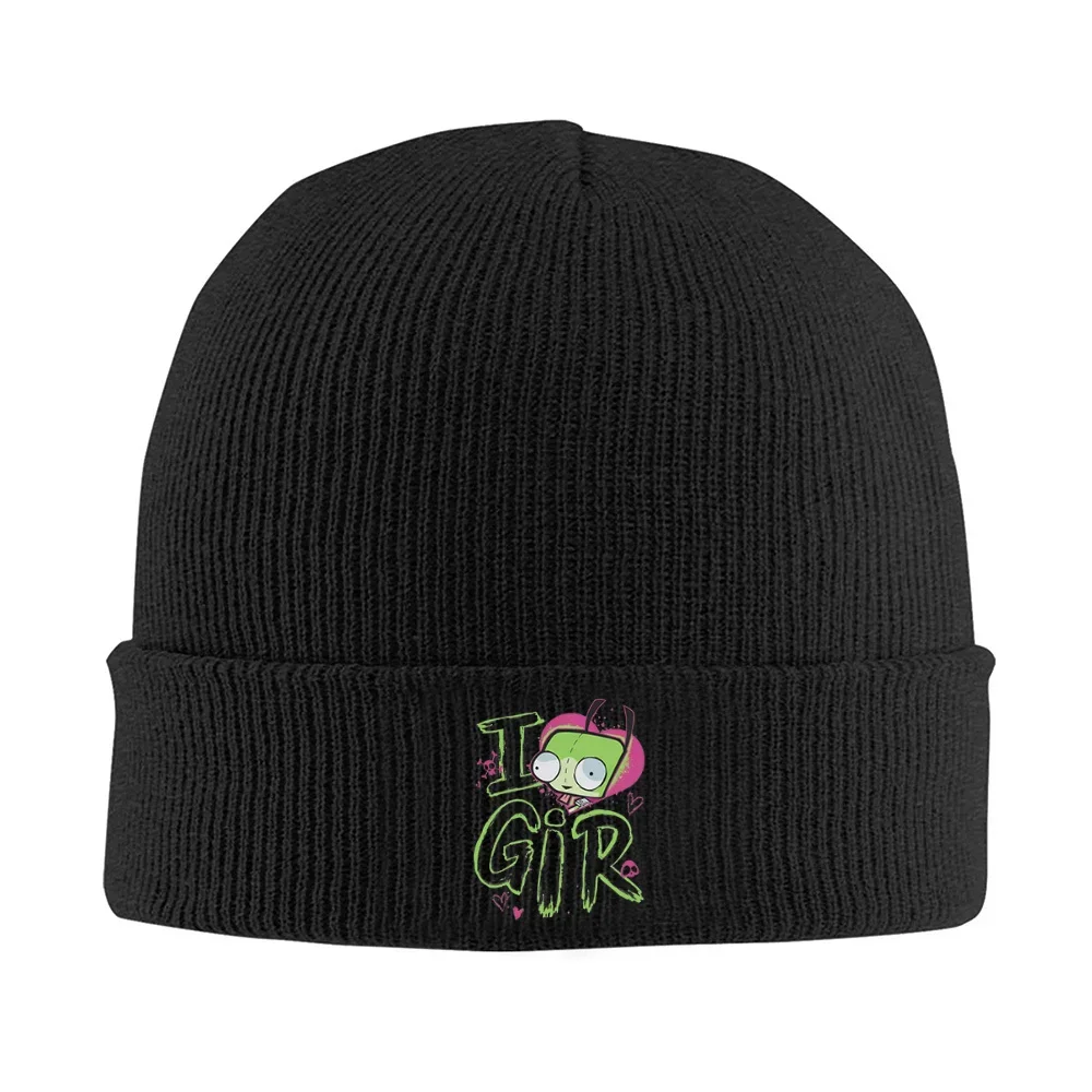 2026 I GIR cartoon alien love black design Men Women Unisex Knitted Hat Beanie Pullover Cap Winter Thermal Warm Christmas Outdoo