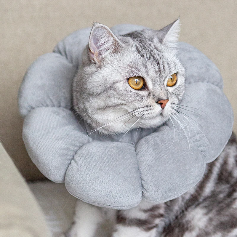 Sunflower Pet Elizabethan Collar Adjustable Anti-Bite Surgery Anti-Lick Wound Protective Collar Cotton Soft Adjustable