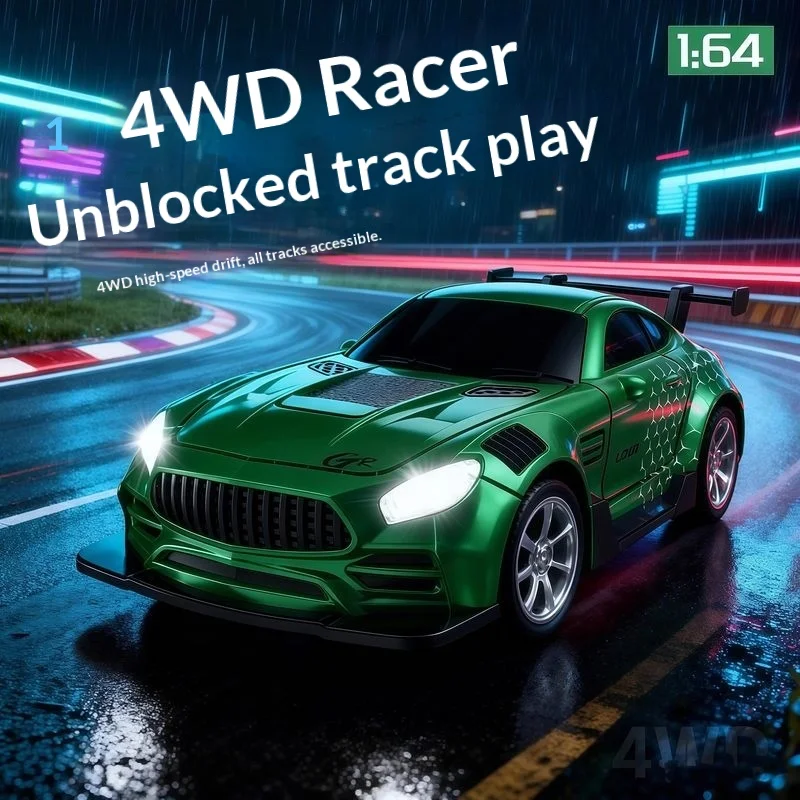 1:64rc リモートコントロールカー高速四輪駆動ドリフトカーデスクトップおもちゃレーシングカー LED ライト子供のおもちゃギフト
