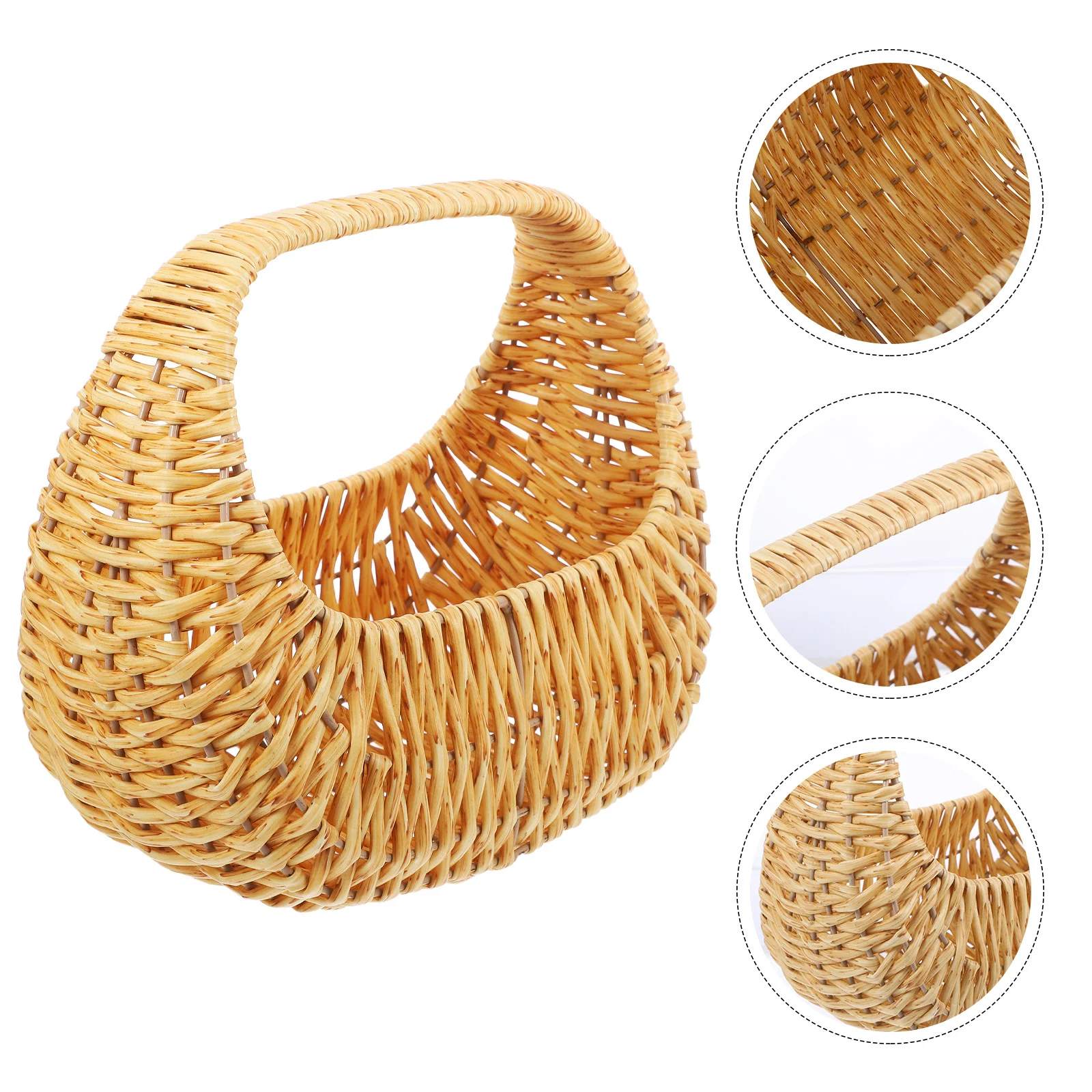 

Imitation Rattan Flower Basket Girl Wedding Dress Woven Baskets For Gifts Hand-woven Holder Iron Pillow Cases