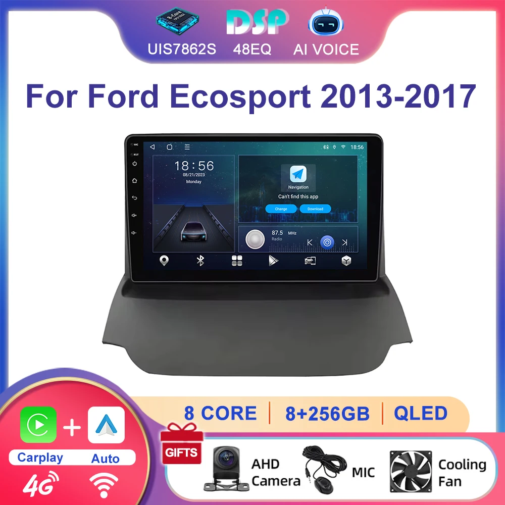 9'' 4G Car Touch Screen Radio for Ford Ecosport 2013-2017 Android 13 Stereo Player GPS Navigation Apple Wireless Carplay
