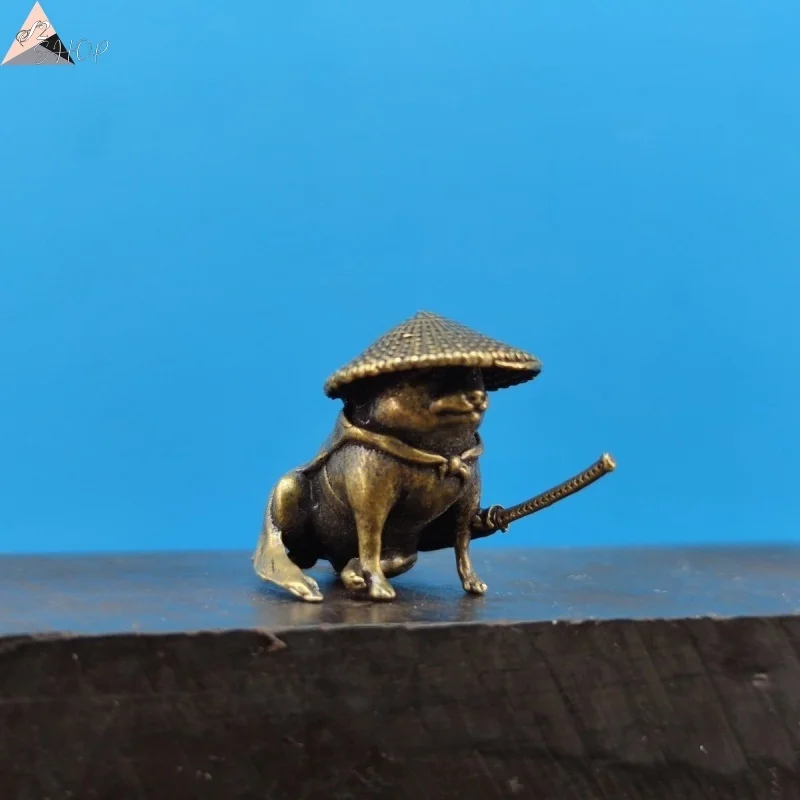 Statua in ottone Ronin Shiba Inu, figura del guerriero del cane samurai, regalo da collezione in metallo per i fan degli anime