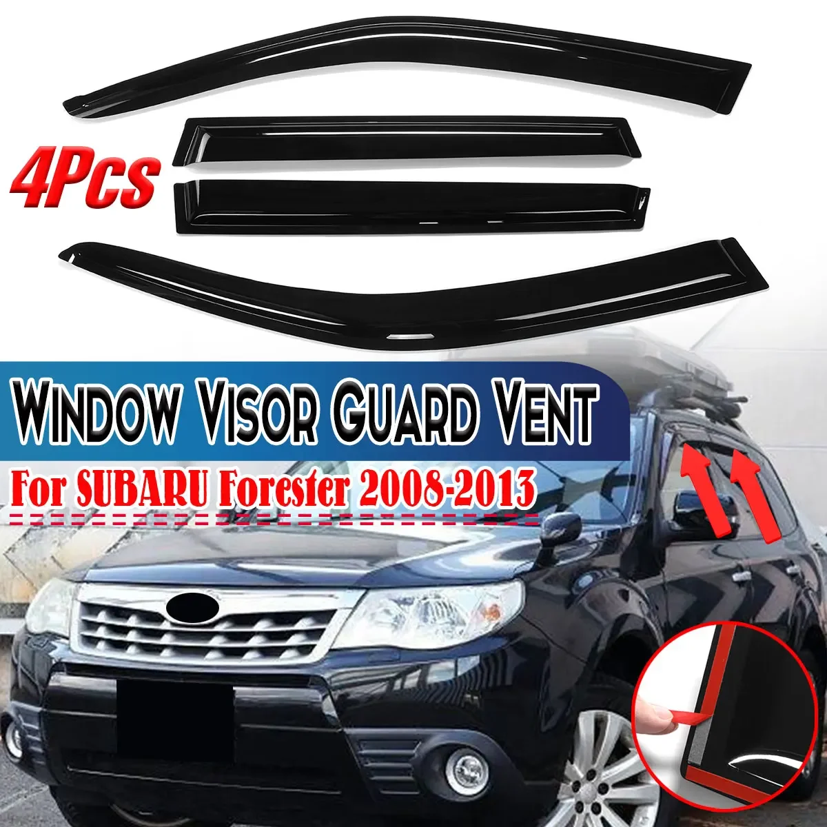 Car Side Window Visor Deflector Wind Shields Sun Rain Guards For SUBARU Forester 2008-2013 Door Window Visor Vent Sun Shade