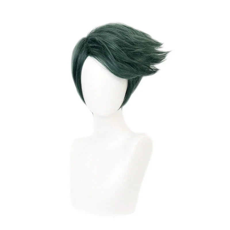 JoJo's Bizarre Adventure Rohan Kishibe Short Dark Green style Heat Resistant Synthetic Hair Halloween Party JOJO Cosplay Wig