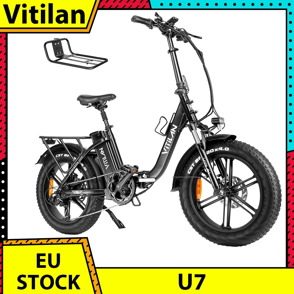 Vitilan U7 2.0 Foldable Electric Bike 20*4.0 inch Fat Tire 750W Motor E-Bike 48V 20Ah Removable Lithium Battery 28mph Max Speed