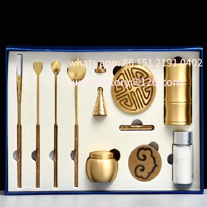 

Customizable Pure Copper Entry Incense Tools Set of Fragrant Gray Chopsticks Utensils Rubbings Face Powder Mold