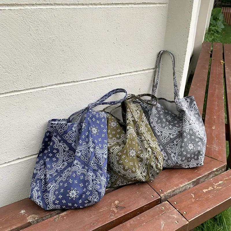 

Сумка через плечо с цветочным принтом кешью, повседневная сумка-тоут для женщин, вместительная сумка, A12Fashion, студенческая холщовая сумка, ретро
