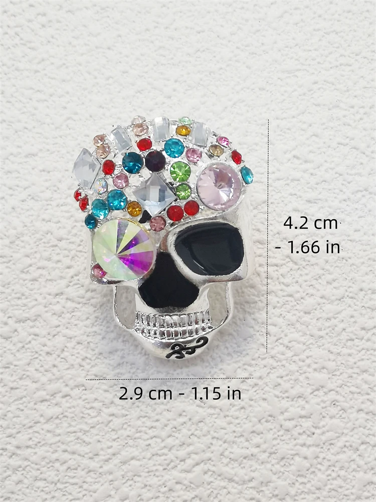 1PC Metal Pins Shoe Lace Charms Accessories New DIY Colorful Rhinestone Skull Shoelace Buckle Decorations For Women\'s Sneaker