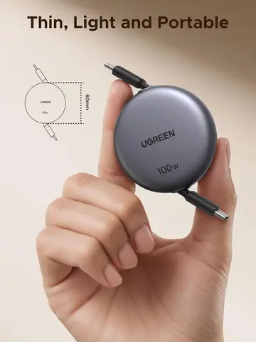 Кабель UGREEN 100W Nexode USB-C с выдвижным шнуром, зарядный кабель Type-C для iPhone 17/16/15
