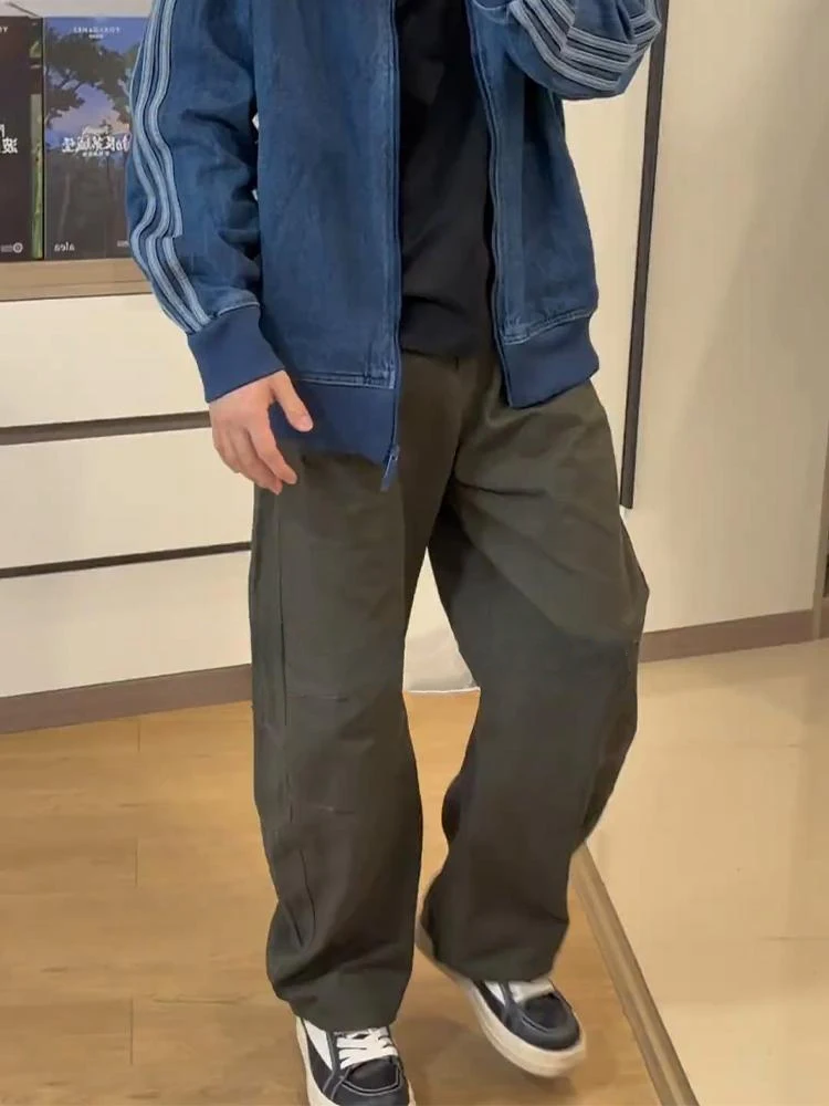 

Мужские рабочие брюки Military een Folded Blade, весенние, в американском ретро-стиле, повседневные, прямого кроя, с широкими штанинами, длинные