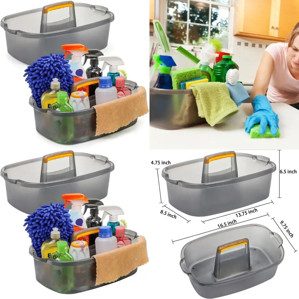 

Plastic Cleaning Caddy with Handle, Large Storage Bucket for Cleaning Supplies, Portable Organizer for Bathroom and Kitchen Esse