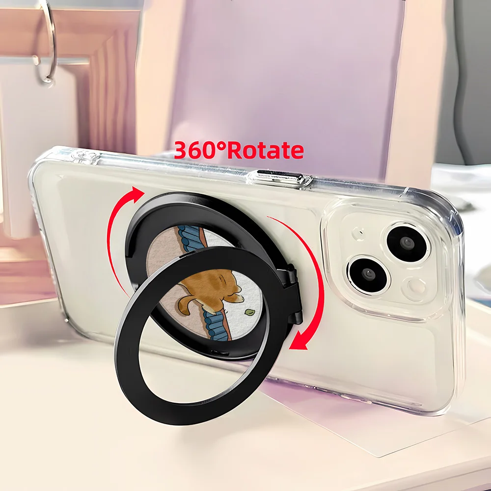 Cartoon Cat Finger Grip Universal Paste On Cellphone Stand 360 Rotatable Self-Adhesive Kickstand Foldable Anti-Drop Ring Holder view 4