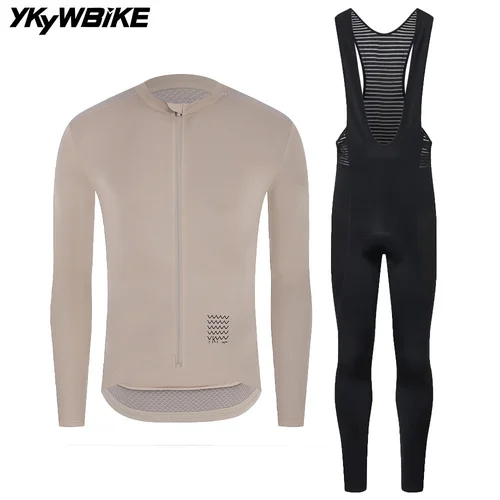 Imagen 2 del producto YKYWBIKE-Conjuntos de ciclismo para hombre, pantalones con pechera larga de manga larga, ropa de bicicleta, Maillot de ciclismo, Kit de bicicleta de carretera, ropa de ciclismo