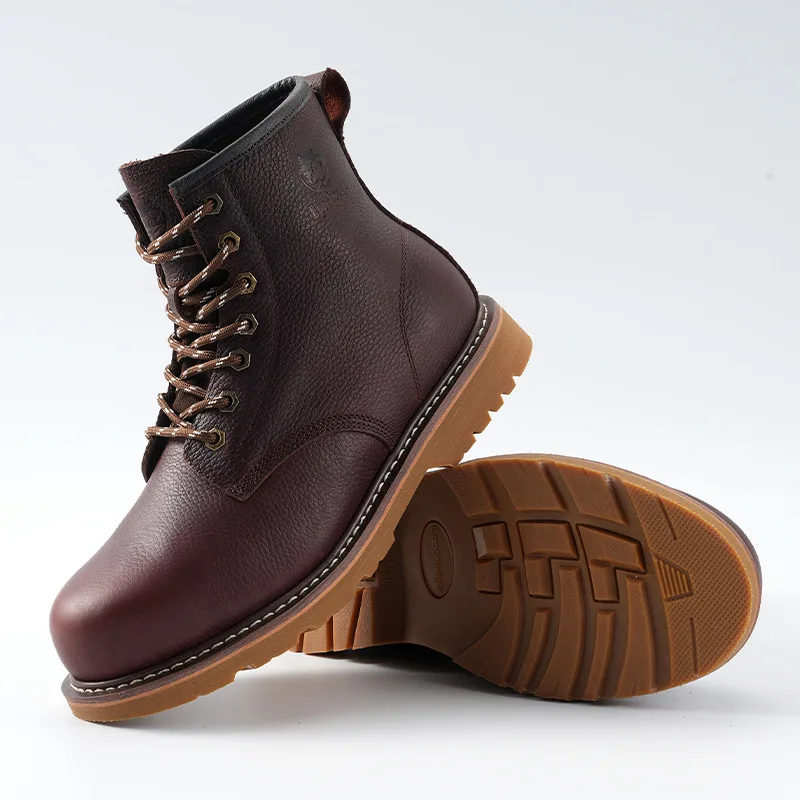 Men's High-Top Anti-Smash & Anti-Puncture Labor Protection Work Boots with Rubber Outsole Safety Shoes for Foot Protection