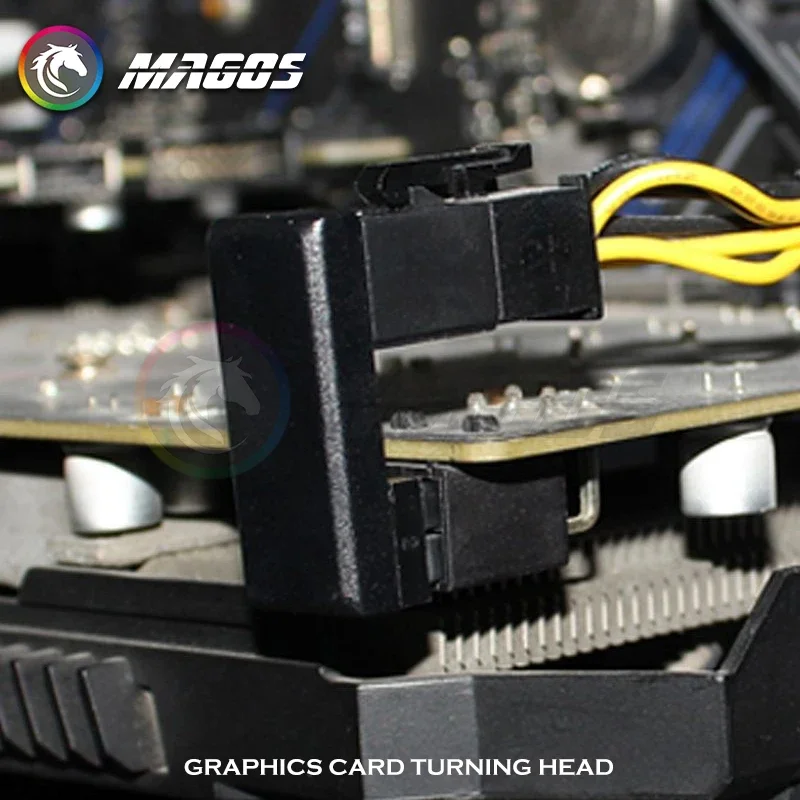 بطاقة الرسومات محول التوجيه الكهربائي VGA PSU الكوع موصل GPU الطاقة التوجيه رئيس PCIE 6pin 8pin 180 درجة دوران