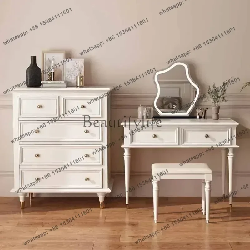 LJY Compact Nordic Girls Vanity Table Aesthetic Space Saving Makeup Cabinet Bedroom Organizer Princess Penteadeira Unique Furnit