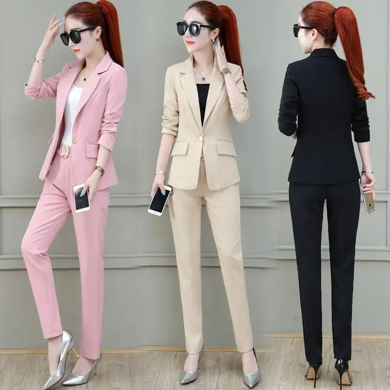 2024 Summer New Unlined Thin Jacket Blazers Pants Two-piece Elegant Women\'s Suit Set Office Business Pants Set