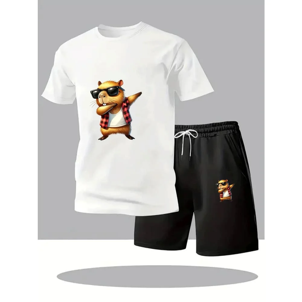 

2026 Men's Summer Fitness Sportswear Short-Sleeved T-Shirt And Shorts Two-Piece Set Breathable Quick-Drying Casual Wear